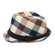 Load image into Gallery viewer, Premium Multi Color Plaid Stitch Black Band Fedora Hat - Different Colors