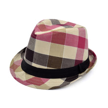 Load image into Gallery viewer, Premium Multi Color Plaid Stitch Black Band Fedora Hat - Different Colors