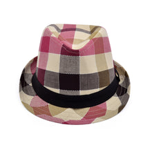 Load image into Gallery viewer, Premium Multi Color Plaid Stitch Black Band Fedora Hat - Different Colors