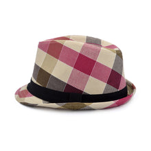 Load image into Gallery viewer, Premium Multi Color Plaid Stitch Black Band Fedora Hat - Different Colors