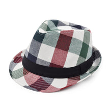Load image into Gallery viewer, Premium Multi Color Plaid Stitch Black Band Fedora Hat - Different Colors