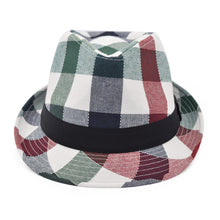 Load image into Gallery viewer, Premium Multi Color Plaid Stitch Black Band Fedora Hat - Different Colors