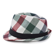Load image into Gallery viewer, Premium Multi Color Plaid Stitch Black Band Fedora Hat - Different Colors
