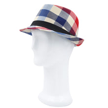 Load image into Gallery viewer, Premium Multi Color Plaid Stitch Black Band Fedora Hat - Different Colors
