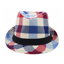 Load image into Gallery viewer, Premium Multi Color Plaid Stitch Black Band Fedora Hat - Different Colors