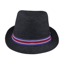 Load image into Gallery viewer, Premium Jeans Fabric Striped Band Fedora Hat - Different Colors