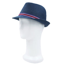 Load image into Gallery viewer, Premium Jeans Fabric Striped Band Fedora Hat - Different Colors