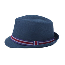 Load image into Gallery viewer, Premium Jeans Fabric Striped Band Fedora Hat - Different Colors