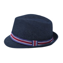 Load image into Gallery viewer, Premium Jeans Fabric Striped Band Fedora Hat - Different Colors