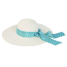 Load image into Gallery viewer, Princess Polka Dot Bow Natural Floppy Wide Brim Straw Beach Sun Hat -Diff Colors