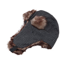 Load image into Gallery viewer, Warm Winter Houndstooth Faux Fur Trapper Ski Snowboard Hunter Hat
