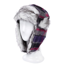 Load image into Gallery viewer, Warm Winter Plaid Faux Fur Trapper Ski Snowboard Hunter Hat
