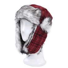 Load image into Gallery viewer, Warm Winter Plaid Faux Fur Trapper Ski Snowboard Hunter Hat