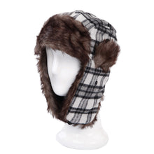 Load image into Gallery viewer, Warm Winter Plaid Faux Fur Trapper Ski Snowboard Hunter Hat