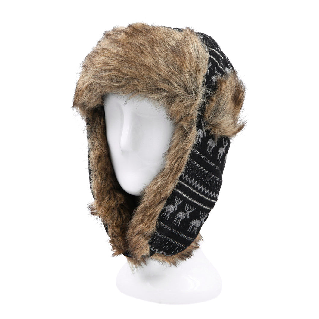 Warm Winter Reinedeer Faux Fur Trapper Ski Snowboard Hunter Hat, 3 Colors