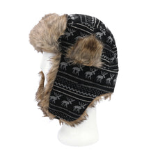 Load image into Gallery viewer, Warm Winter Reinedeer Faux Fur Trapper Ski Snowboard Hunter Hat, 3 Colors