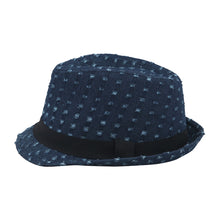 Load image into Gallery viewer, Premium Distressed Jeans Fabric Black Band Fedora Hat - Different Colors