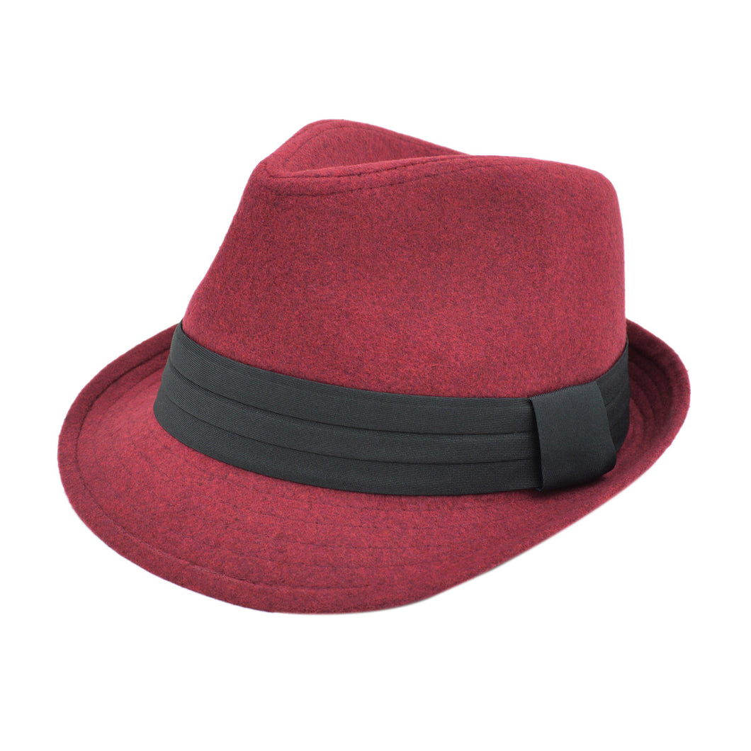 Unisex Classic Solid Color Fedora Hat with Black Band - Different Colors