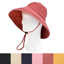 Load image into Gallery viewer, Cotton Foldable Lightweight Wide Brim Fashion Sun Hat w-Removable Draw Strings