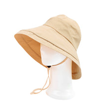 Load image into Gallery viewer, Cotton Foldable Lightweight Wide Brim Fashion Sun Hat w-Removable Draw Strings