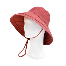 Load image into Gallery viewer, Cotton Foldable Lightweight Wide Brim Fashion Sun Hat w-Removable Draw Strings