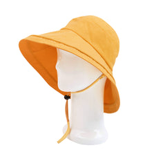 Load image into Gallery viewer, Cotton Foldable Lightweight Wide Brim Fashion Sun Hat w-Removable Draw Strings