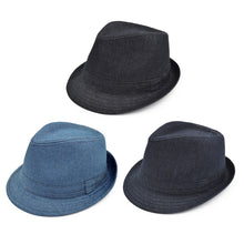 Load image into Gallery viewer, Premium Jeans Fabric Solid Color Fedora Hat