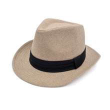 Load image into Gallery viewer, Unisex Classic Solid Color Wide Brim Felt Fedora Hat w- Black Band - Diff Colors