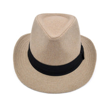 Load image into Gallery viewer, Unisex Classic Solid Color Wide Brim Felt Fedora Hat w- Black Band - Diff Colors