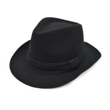 Load image into Gallery viewer, Unisex Classic Solid Color Wide Brim Felt Fedora Hat w- Black Band - Diff Colors