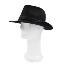 Load image into Gallery viewer, Unisex Classic Solid Color Wide Brim Felt Fedora Hat w- Black Band - Diff Colors
