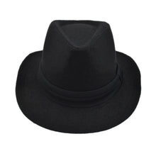 Load image into Gallery viewer, Unisex Classic Solid Color Wide Brim Felt Fedora Hat w- Black Band - Diff Colors
