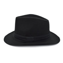 Load image into Gallery viewer, Unisex Classic Solid Color Wide Brim Felt Fedora Hat w- Black Band - Diff Colors