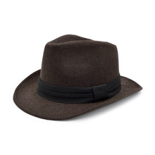 Load image into Gallery viewer, Unisex Classic Solid Color Wide Brim Felt Fedora Hat w- Black Band - Diff Colors