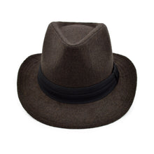 Load image into Gallery viewer, Unisex Classic Solid Color Wide Brim Felt Fedora Hat w- Black Band - Diff Colors