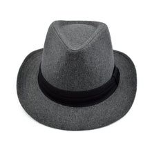 Load image into Gallery viewer, Unisex Classic Solid Color Wide Brim Felt Fedora Hat w- Black Band - Diff Colors