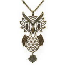Load image into Gallery viewer, Bronze Tone Long Fashion Necklace w- Owl Pendant

