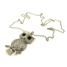 Load image into Gallery viewer, Silver Tone Owl Pendant Long Fashion Necklace