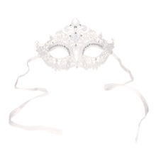 Load image into Gallery viewer, Premium White Lace Laser Cut Venetian Mardi Gras Masquerade Costume Half Mask