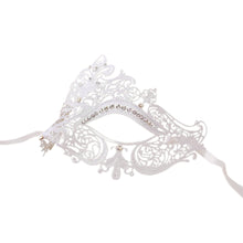 Load image into Gallery viewer, Premium White Lace Laser Cut Venetian Mardi Gras Masquerade Costume Half Mask