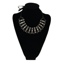 Load image into Gallery viewer, Elegant Pearl & Rhinestones w-Satin Ribbon Bib Statement Necklace
