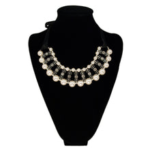 Load image into Gallery viewer, Elegant Pearl & Rhinestones w-Satin Ribbon Bib Statement Necklace