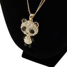 Load image into Gallery viewer, Gold Tone Cute Rhinestone Panda Pendant Long Fashion Necklace