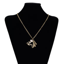 Load image into Gallery viewer, Vintage Bronze Tone Paris Eiffel Tower Girl & Love Charm Pendant Long Necklace