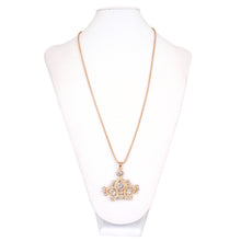 Load image into Gallery viewer, Elegant Gold Tone Crystal Rhinestone Crown Charm Pendant Long Necklace
