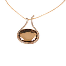 Load image into Gallery viewer, Elegant Brown Crystal Oval Medallion Charm Pendant Gold Tone Long Necklace