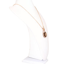 Load image into Gallery viewer, Elegant Brown Crystal Oval Medallion Charm Pendant Gold Tone Long Necklace