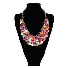 Load image into Gallery viewer, Elegant Gold Tone Resin Pendant Fashion Bib Statement Necklace