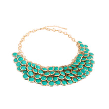 Load image into Gallery viewer, Elegant Gold Tone Resin Pendant Fashion Bib Statement Necklace