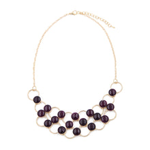 Load image into Gallery viewer, Elegant Gold Tone Resin Pearl Pendant Bib Statement Fashion Necklace